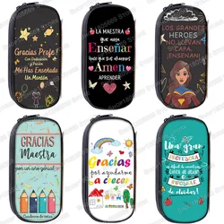Gracias Maestra / Merci Maitresse Pencil Bag Thank You Teacher Box School Cases Supplies Teacher's Day Graduation Best Gift