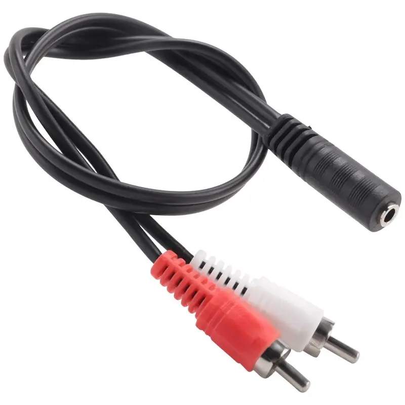 ABUO 3.5mm Stereo Female to 2 RCA Male AV Cable Adapter, 30.7cm, Black/White/Red