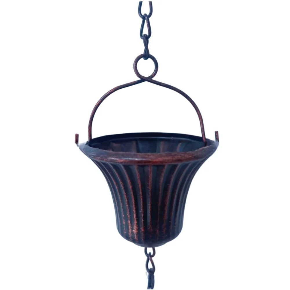 Eaves Decor Rain Chain Gutter Replacement Petunia-shaped Cups Mesmerizing Waterfall Effect Directs Rainwater Easy Installation