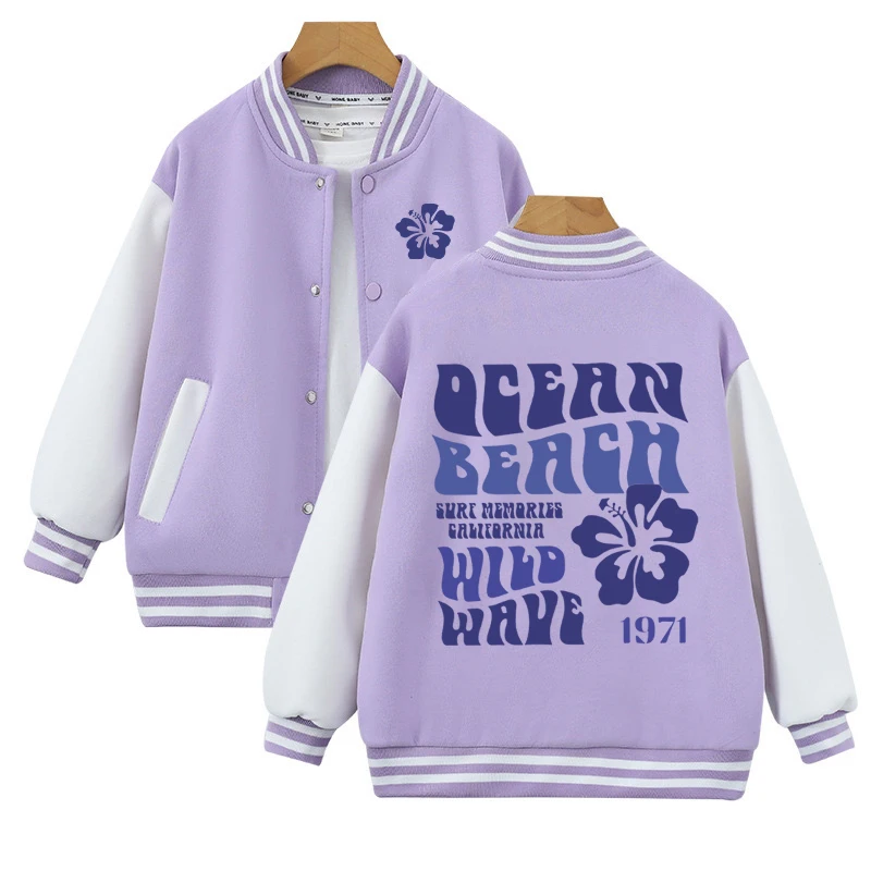 

Autumn Cotton Jackets Teen Ocean Beach Series Baseball Uniform Korean Style Trendy Causal Long Sleeve Boys Girls Jacket Coats