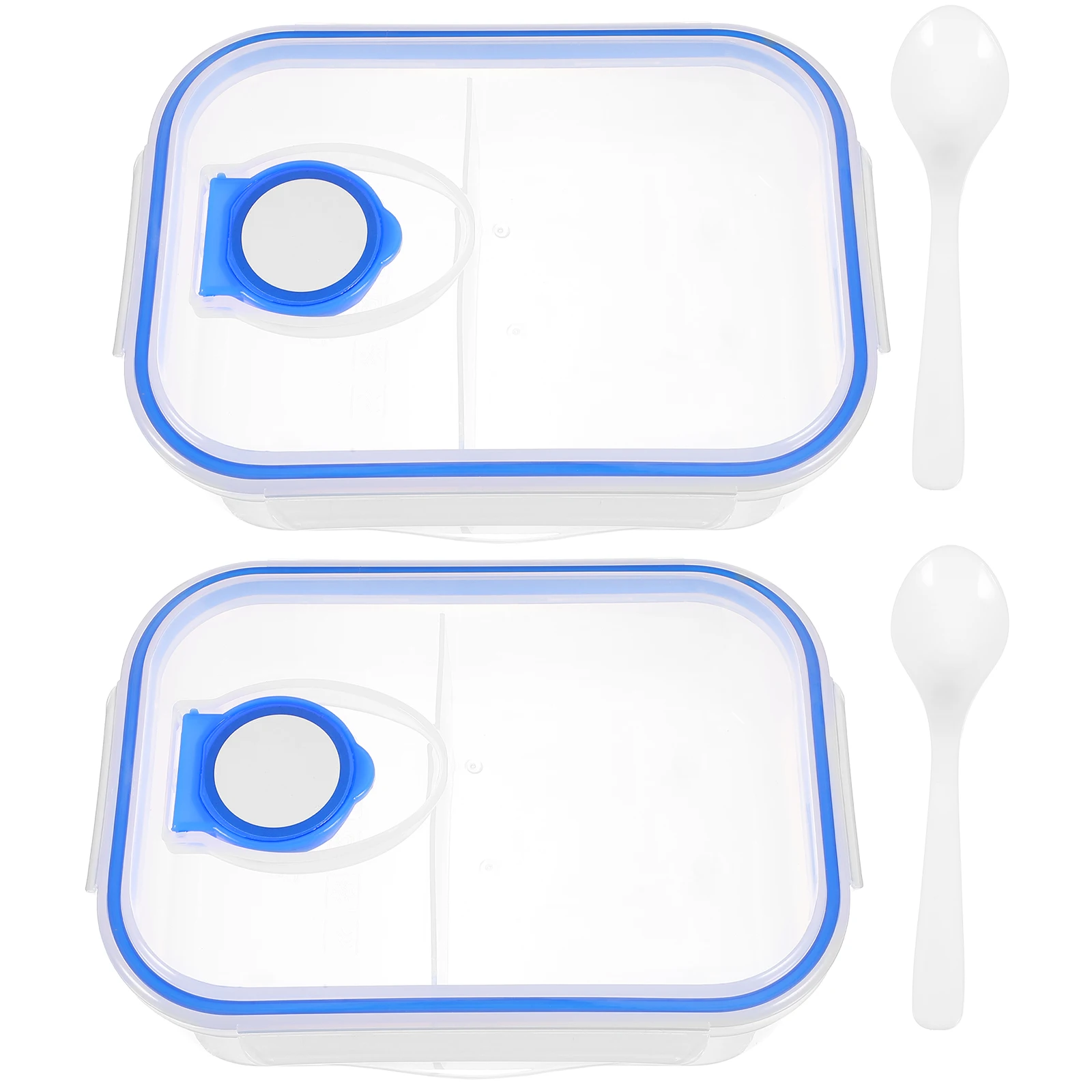 

2Pcs 800ml Transparent Lunch Container Microwave Safe PP Material Food Storage Holder Fruit Case Office Use Portable