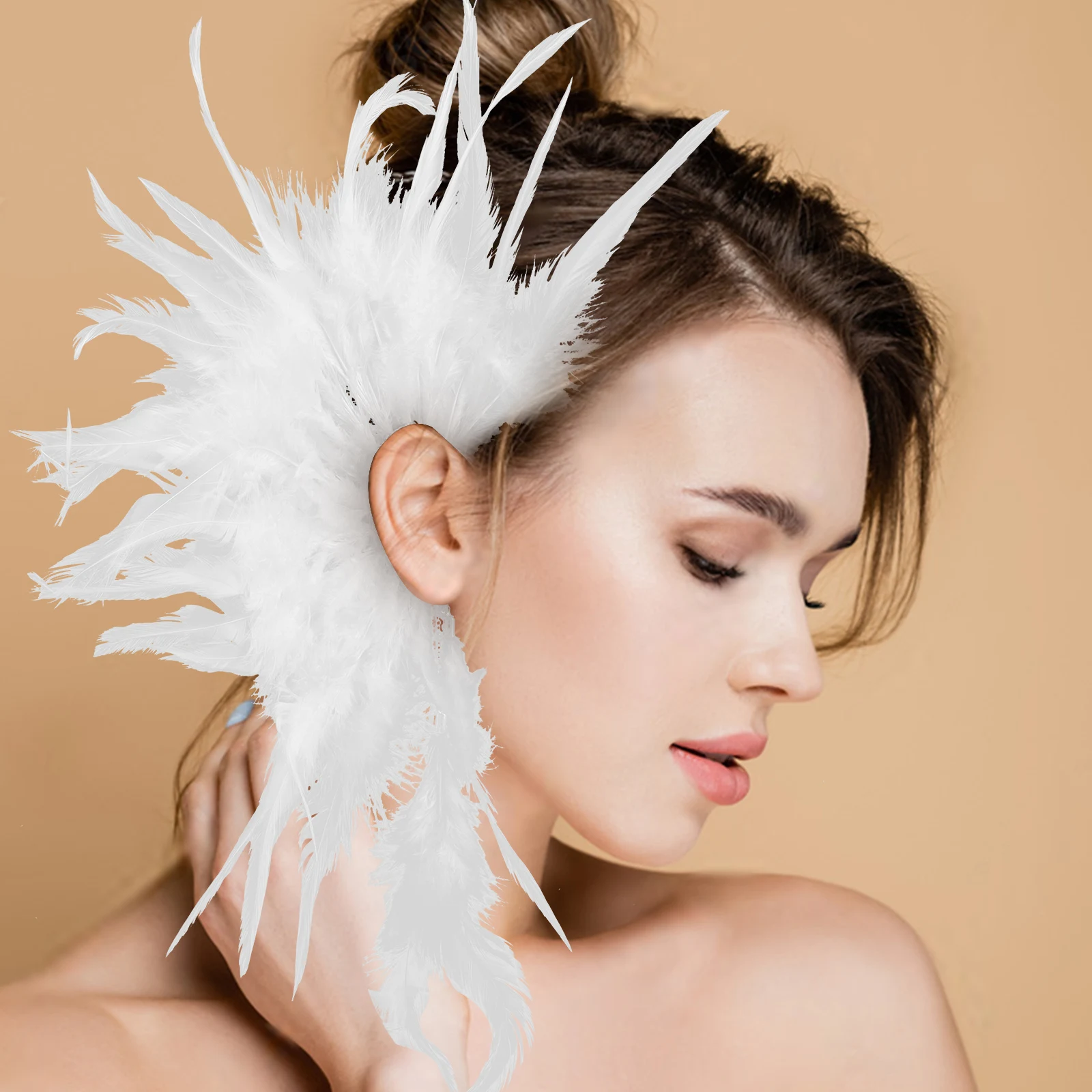 

2 Pcs Ear Clips Dress Accessories for Women Fairy Ornaments Feathered Earrings Non Piercing Wrap