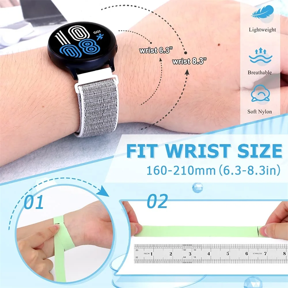 20mm 22mm Band For Samsung Galaxy Watch 6/5/4/5pro/4/6 Classic/active 2 Nylon loop sport bracelet huawei watch GT 4-2-2e-3 Strap image 4