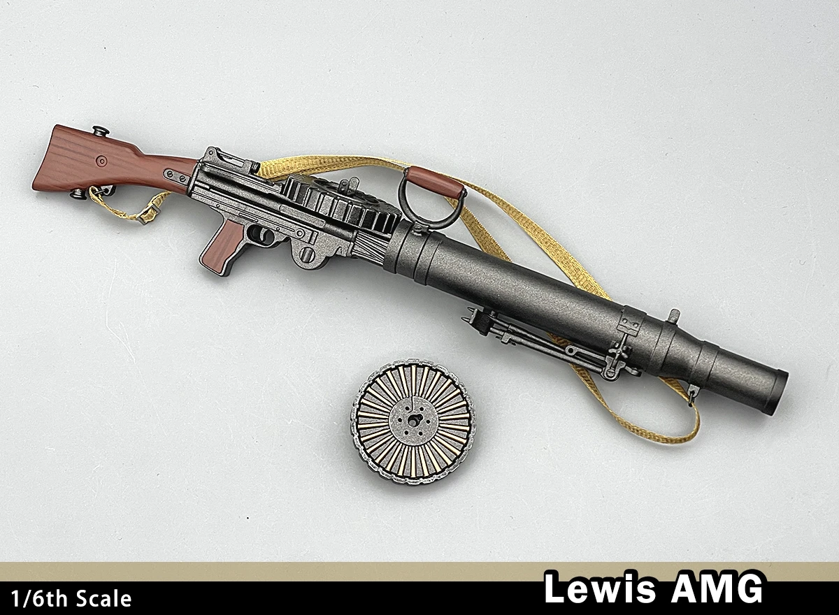 1/6 escala lewis amg metralhadora automática 21cm modelo rifle de plástico no.77055 para figura de ação de 12 polegadas brinquedos soldado militar presentes