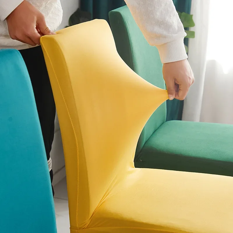 

Elastic Chair Cover Solid Color Adjustable Spandex Stretch Slipcovers Chair Seat Covers Kitchen Dining Room Wedding Banquet Home
