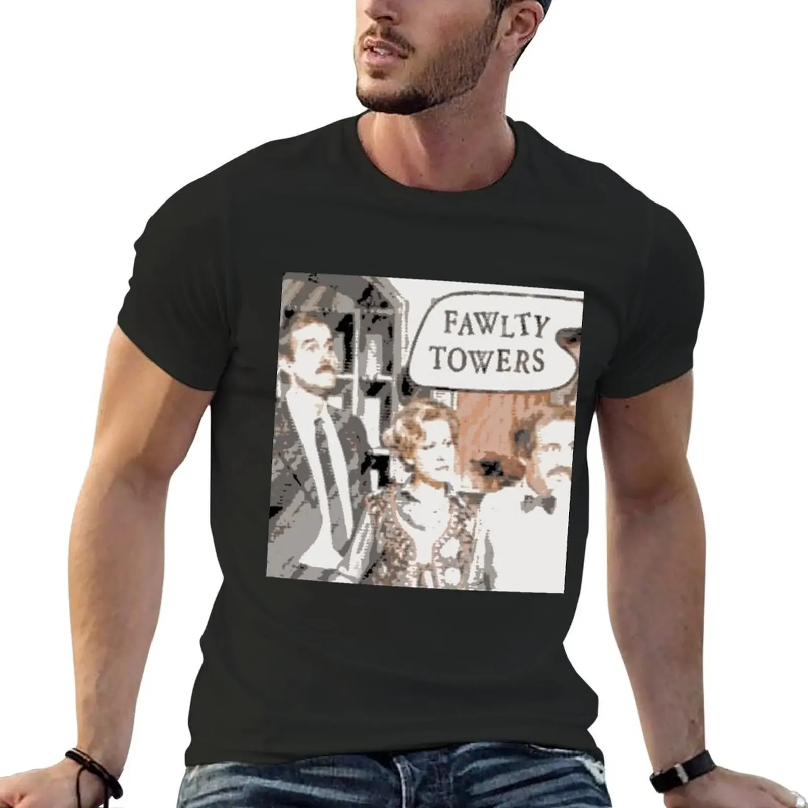 Fawlty Basil & His Towers T-Shirt shirts graphic tees man t shirt vintage anime shirt mens t shirts top quality