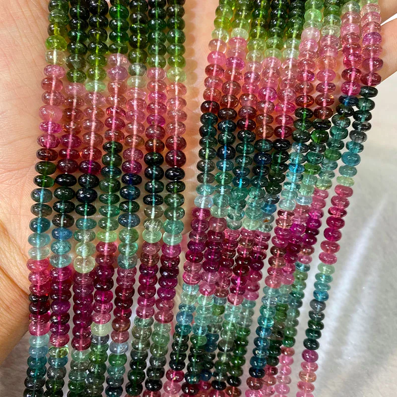 2.5-3.5X4.5-5.5mm Colored Tourmaline Natural Beads Abacus Accessories Semi Precious Stone Crystal Necklace Bracelet Earring