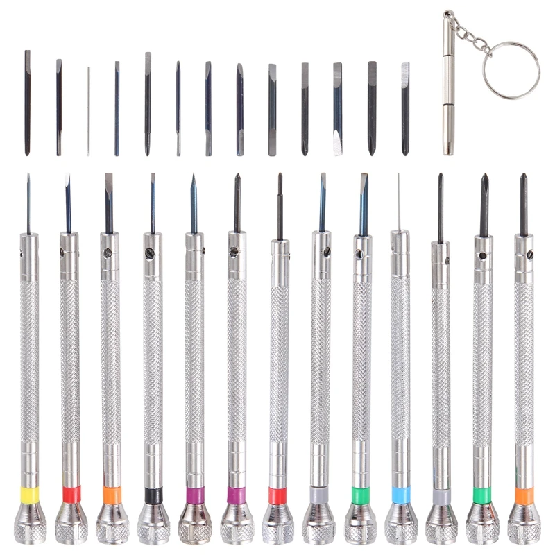13 ชิ้น Mini Precision นาฬิกาไขควง Jeweler นาฬิกาไขควงชุด 0.6-2.0 มม. 13 Extra เปลี่ยนใบมีด