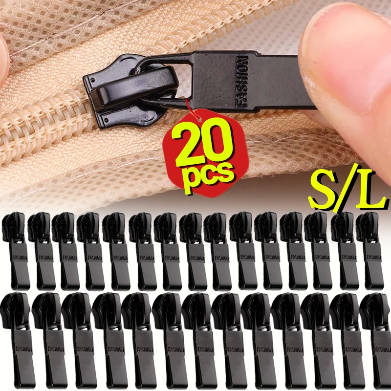 5/20Pcs Zinc Alloy Zipper Head Waterproof Black for Tape Bag Wallet Zip Pull Clothes Repair Kit DIY Sewing Garment Accessories