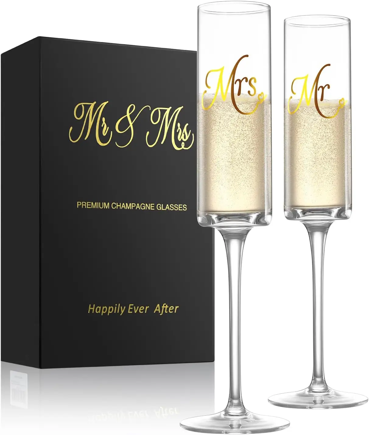 

Cute Mr & Mrs Wedding Champagne Flutes – Unique Bridal Shower Gift for Newlyweds & Engaged Couples
