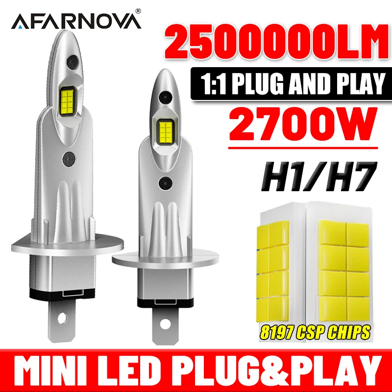 

H1 LED Bulb H7 Headlight Canbus Mini 2700W 2500000LM 8197 CSP Chip for Car Headlamp Fanless Light Auto Diode Fog Light 12V 6500K