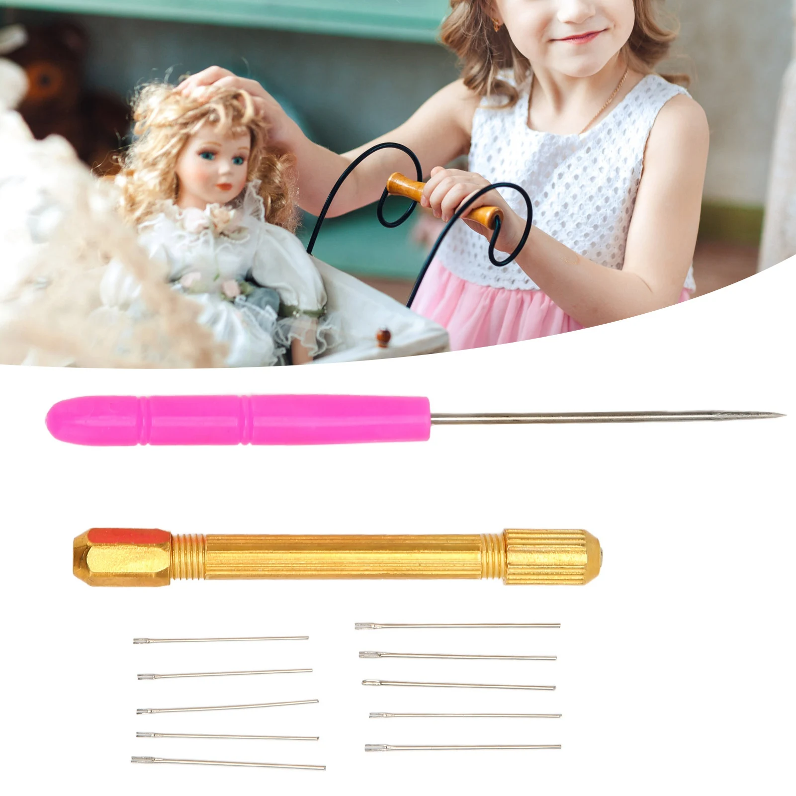 

Doll Hair Reroot Making Supplies Doll Hair Rooting Holders Needles Awl Alloy Handles Doll Hair Making Accessories