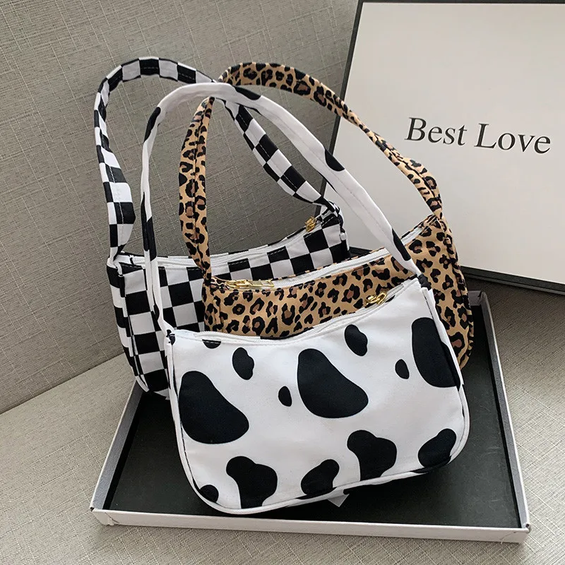 Retro Women's Small Wallet Animal Pattern Printed Women's Shopping Bag Shoulder Bag Nylon Handbag Fashionable Square Bag