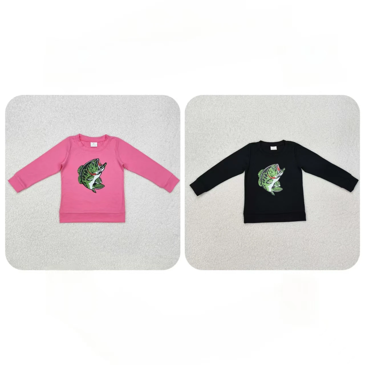 Wholesale Kids Baby Boy Girl Fishing Sweatshirt Children Clothes Toddler Long Sleeves Cotton Shirt