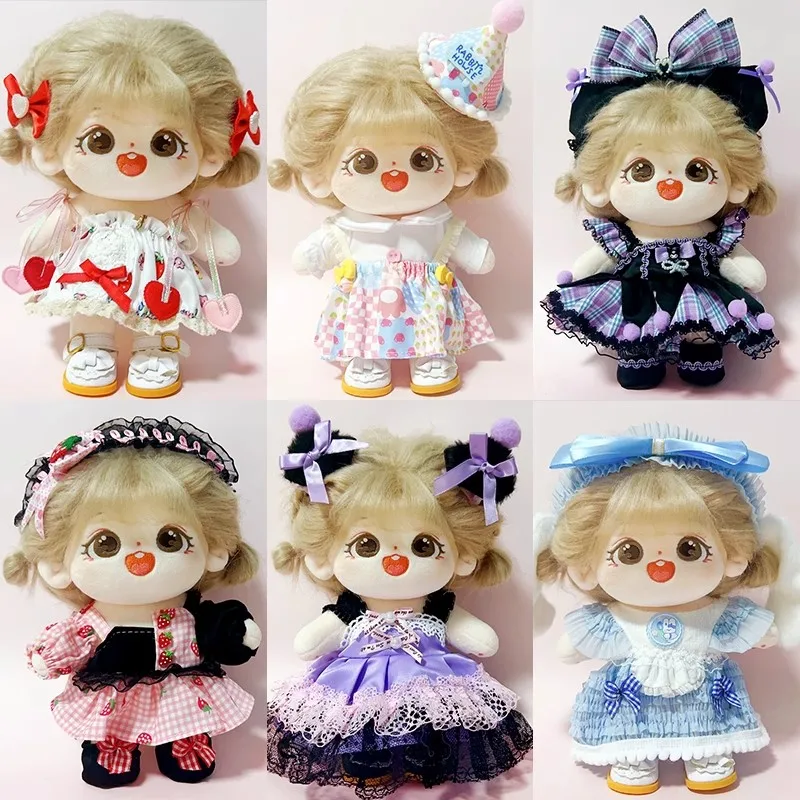 

In Stock 20cm Dolls Accessories Doll Lovely Clothes With Cartoon Headband Accessories Cute Princess Dress Fashion Dresses Skirt