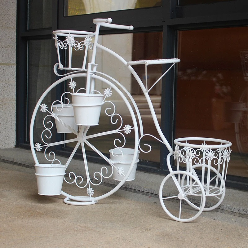 

Wrought iron bicycle flower stand, outdoor creative flower pot, outdoor courtyard, small garden ornament, balcony, floor