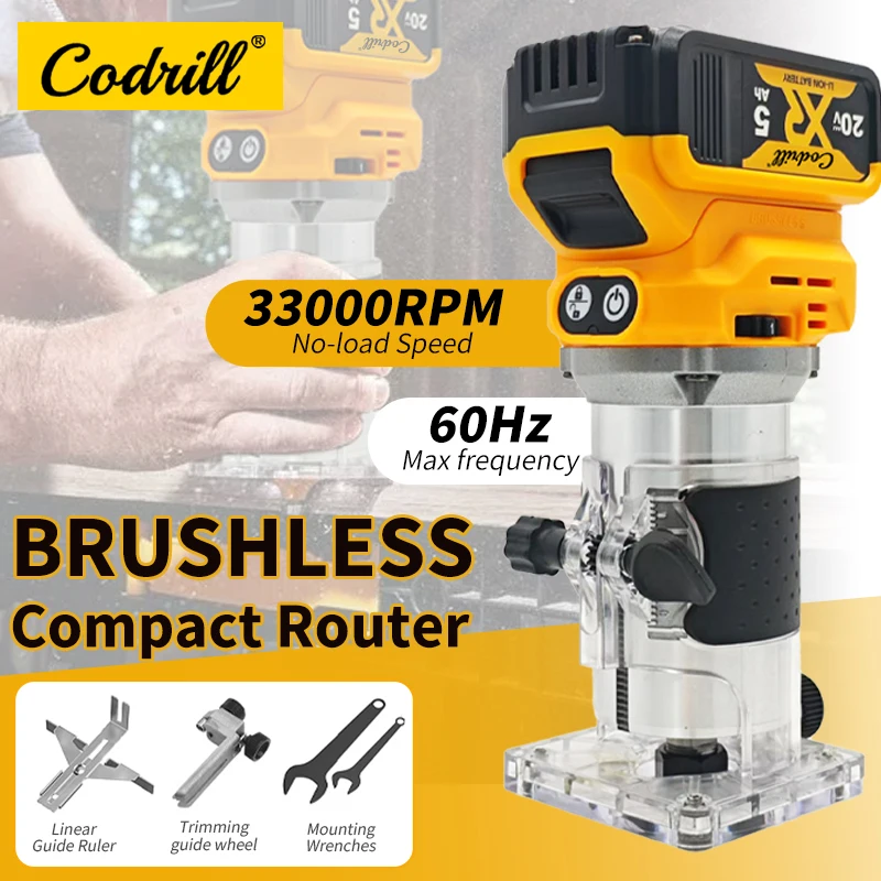 

Бесщеточный электрический триммер, аккумуляторный деревообрабатывающий фрезерный станок, фрезерный станок по дереву, гравировальный станок для батареи DeWalt 20 В