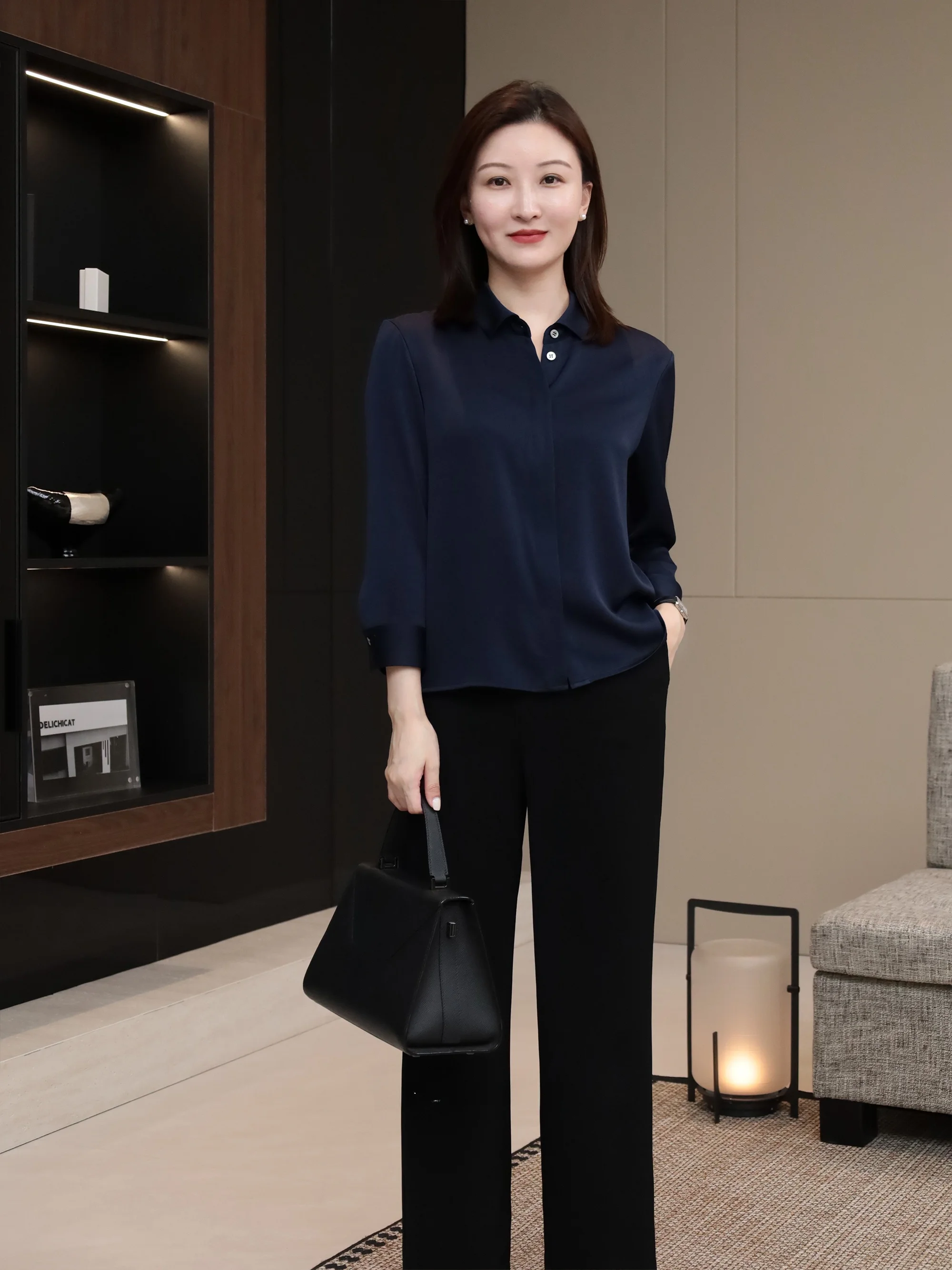 

Женские брюки CHI Commuter с высокой талией, прямые, длинные, из ацетатной ткани, модные, деловые