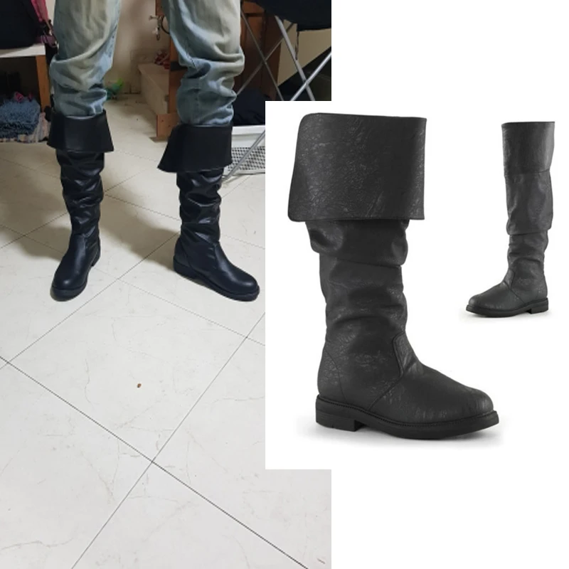 Medieval Pirate Men's Boots Viking Rapp Nordic Boots Renaissance Retro Steampunk Gothic Shoes Robin Clothing Leather Haddock
