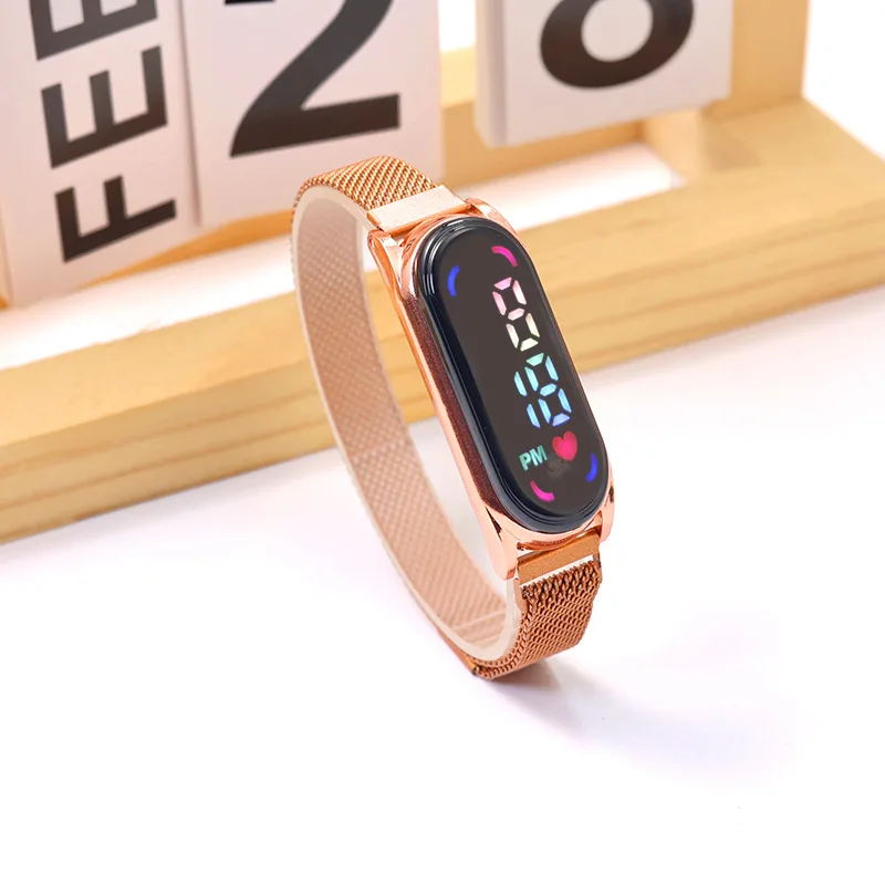 2026 Neue LED-Kinderuhren für Mädchen und Frauen mit Magnetarmband, Touchscreen, Feminine Digitaluhr, Geschenk – Detail 6