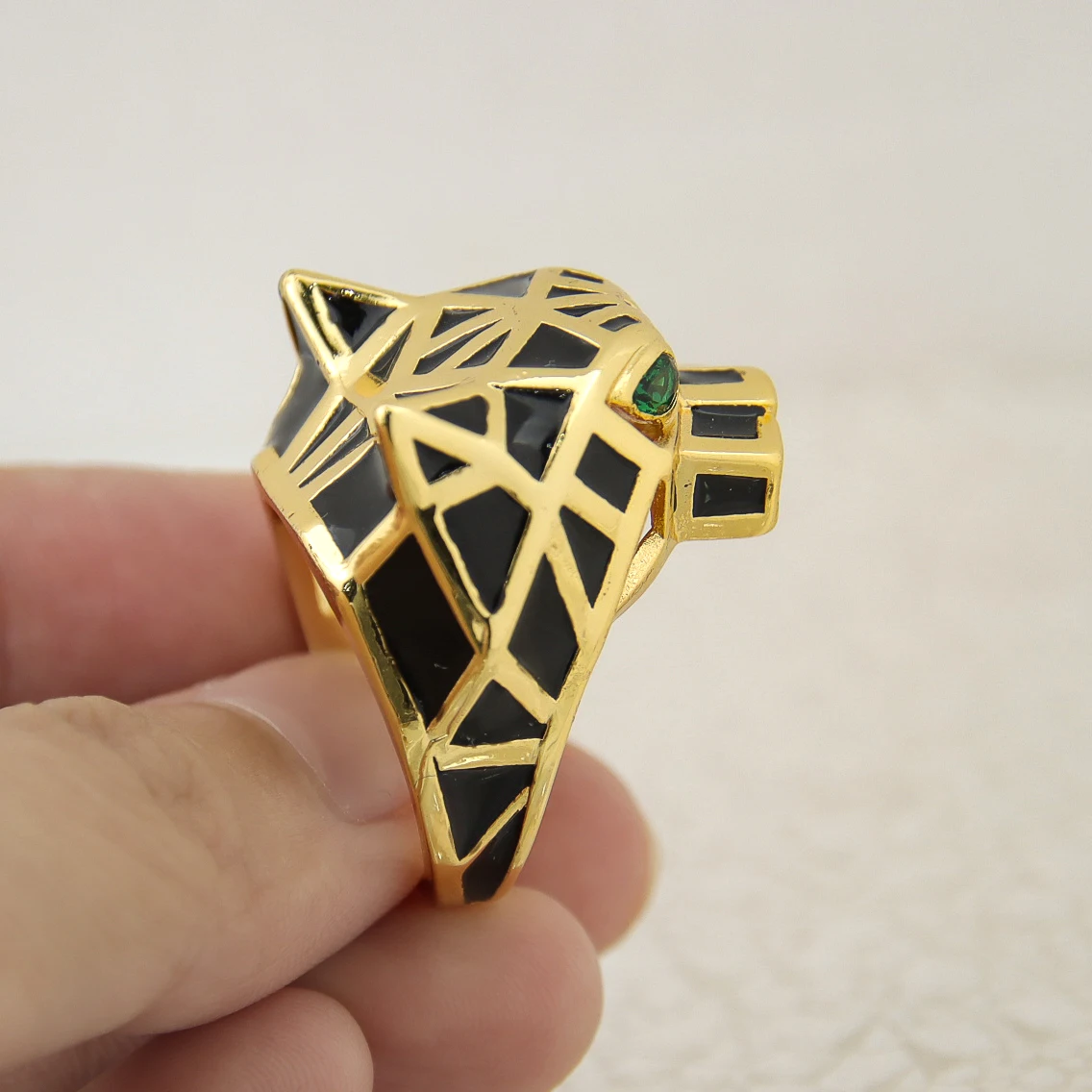 Leopard Gold Color Rings 18k Gold Plated Turkish Punk Hip Hop Finger Ring Middle East Arab Womens Mens Fashion Vintage Jewelry