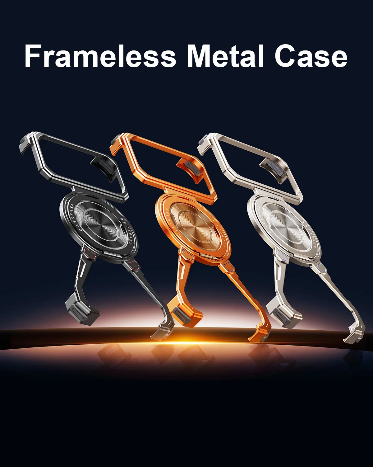 Eary for iPhone 17 Pro Max Bumper Case With Stand 360°Rotatable Magnetic Metal Frameless Shell Shockproof Protection Phone Cover