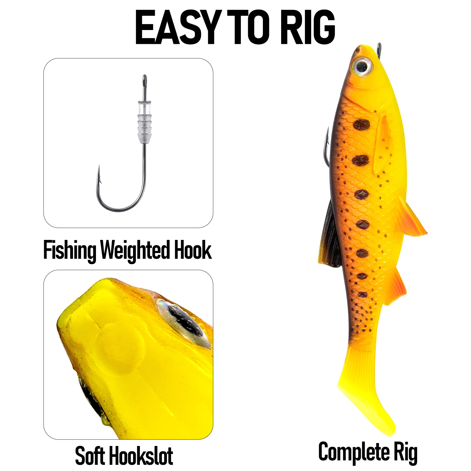 2pcs Paddle Tail Swimbait,35g Fishing Soft Plastic Lure,Big Game Soft Lure,Sinking,Big Game,for Halibut Salmon Pike Tarpon