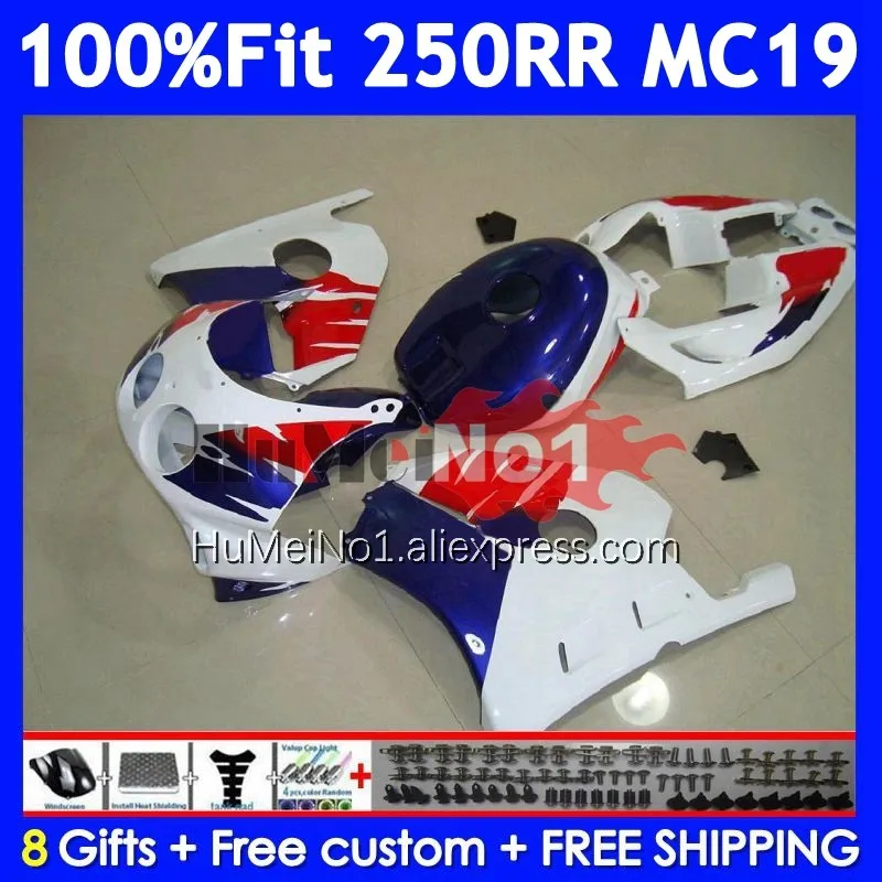 Injection Body For HONDA CBR250RR CBR 250 RR MC19 17No.20 CBR250 RR CBR 250RR 250R 88 89 Blue red hot 1988 1989 OEM Fairing Kit