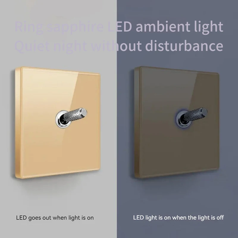 Panel ze szkła hartowanego Przełącznik ścienny LED EU UK Standard Outlet Retro Toggle Switch USB TypeC Gold Wall Switch Net SAT Tel TV Socket