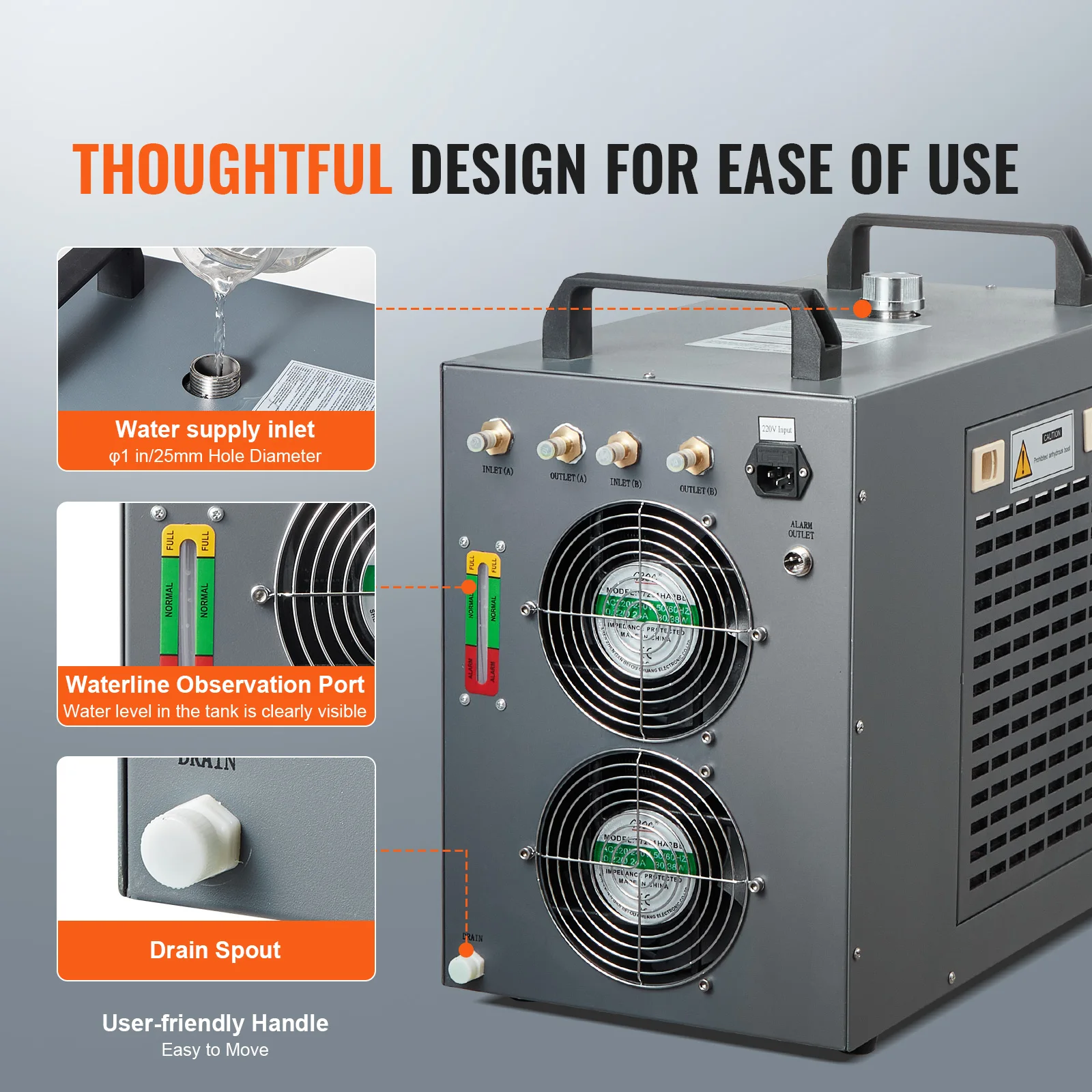 Imagem -06 - Vevor-chiller de Água Industrial Sistema de Refrigeração Compressor Embutido Máquina de Gravação a Laser de Co2 18 l Min Max Flow Rate Cw5202