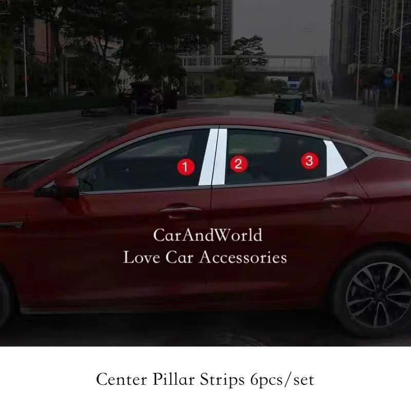 For JAC J7 2020-2024 Stainless Steel Car Door Full Window Pillar B/C Post Center Column Cover Trims Sticker External Accessories