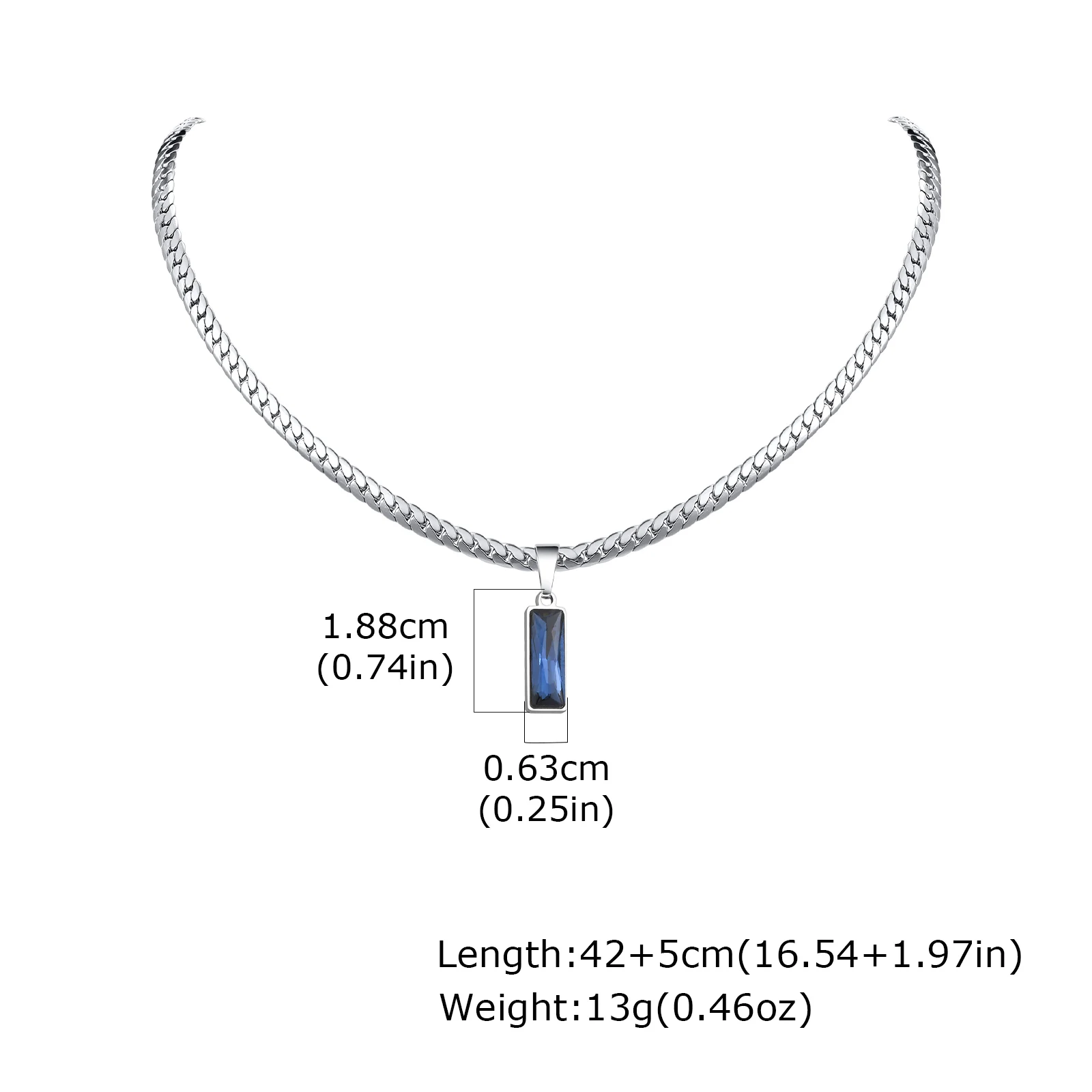 Stilvolle Herren-Halsketten mit geometrischem Stein-Anhänger, flache kubanische Kettenhalsbänder aus Edelstahl, Hip-Hop-Schmuck, Geschenke für ihn und Jungen