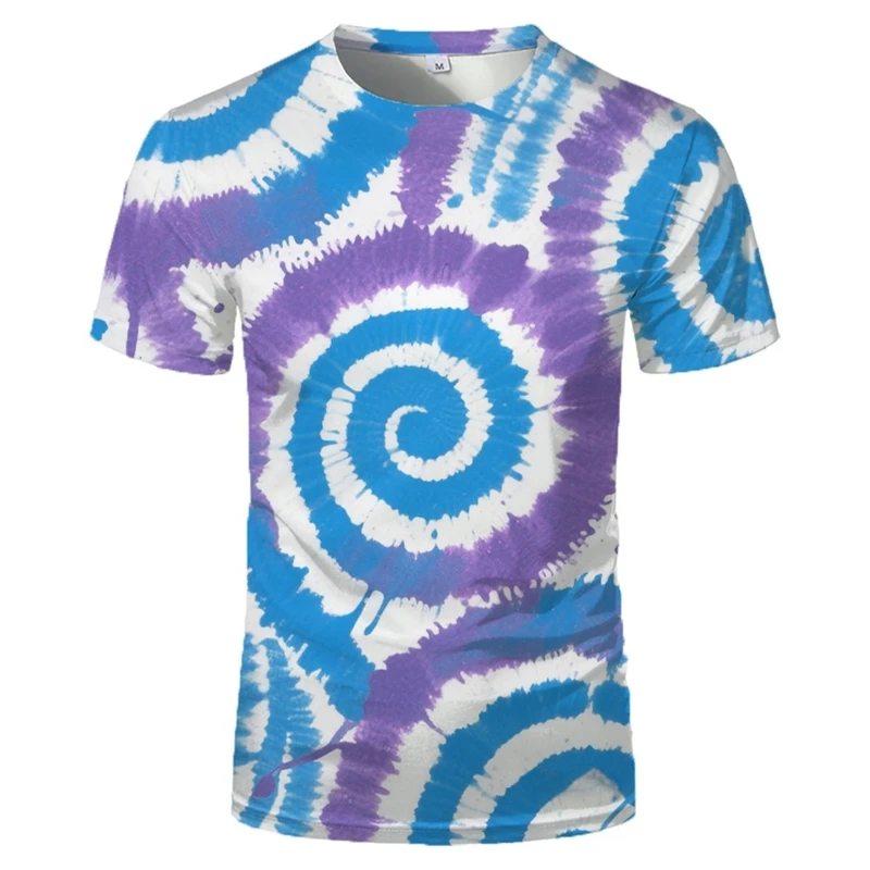 Fashion Tie-Dye Graphic T Shirts Summer Casual Daily Wear Simple 3D Printed T-shirts Loose Breathable Harajuku Men Women Tees
