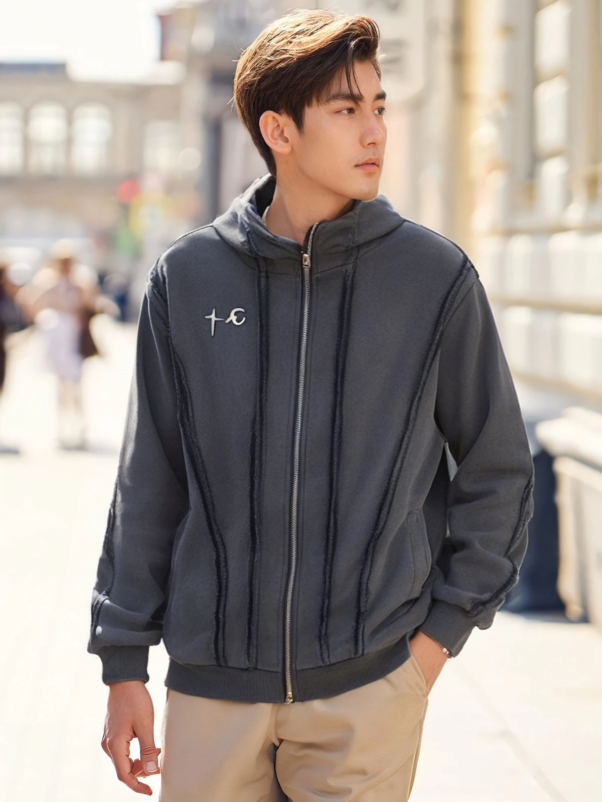 

Джинсовая толстовка на молнии Waed, кардиган с капюшоном, мужская модная брендовая повседневная верхняя одежда, свободная посадка oulder Sve Youth