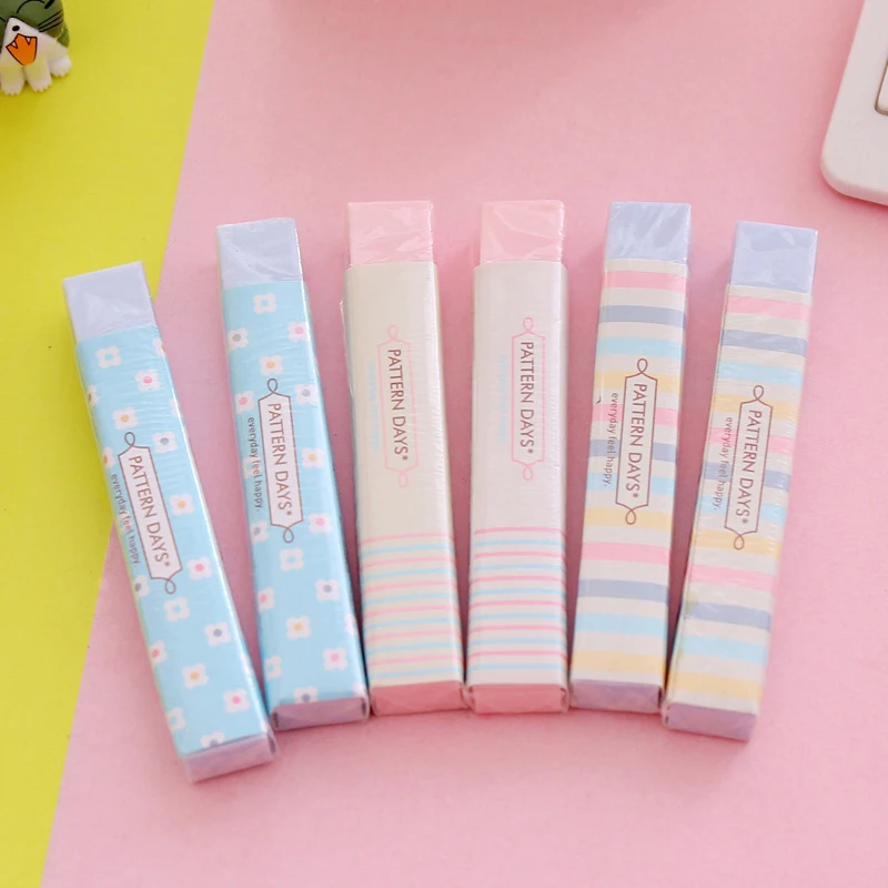 1Pcs Rainbow Control Strip Rubber Kawaii Stationery Eraser For Kids Novelty Cute Eraser Writing Drawing Erasers