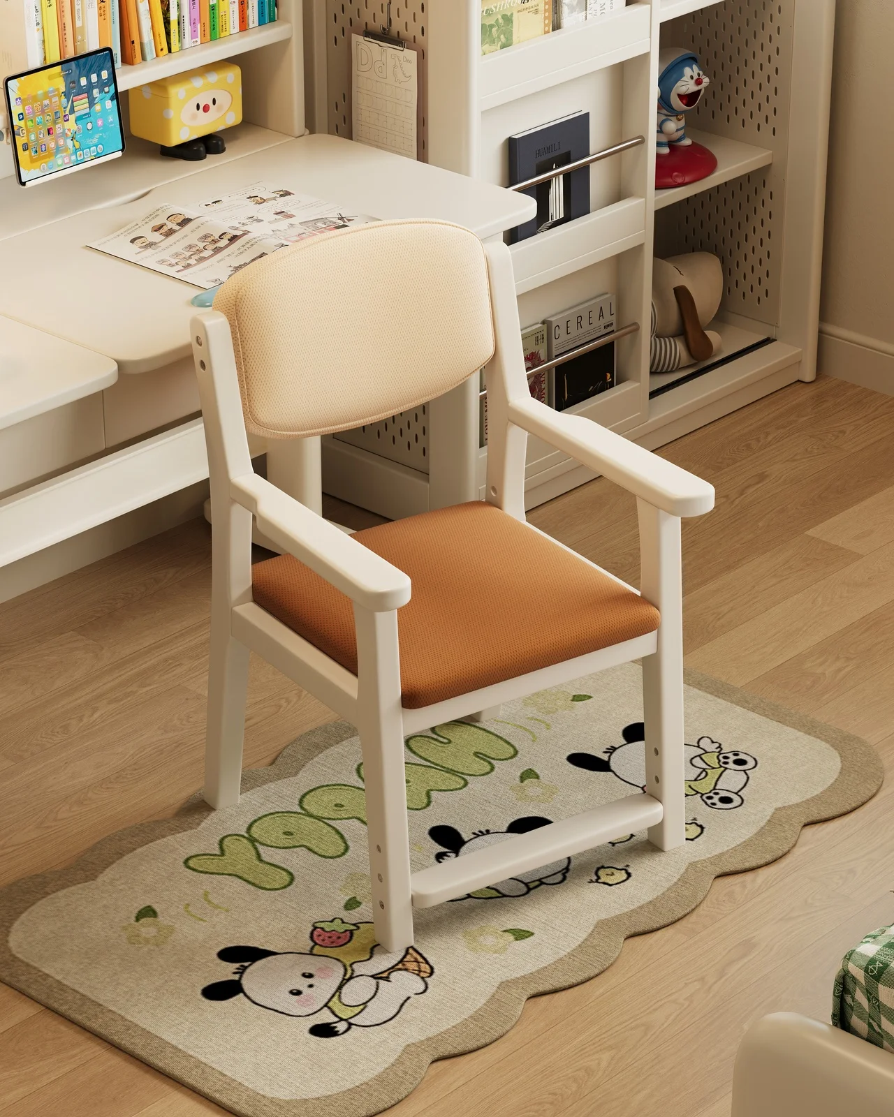 &*Adjustable Kids Study Chair with Armrests- Solid Wood Ergonomic Desk Chair for Growing