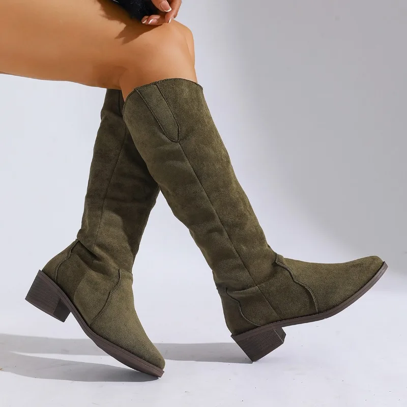 العلامة التجارية مصمم 2025 الخريف جديد ريترو عادية الجلد المدبوغ المرأة تشيلسي الأحذية أنيقة سليم أشار تو قدم واحدة أحذية عالية للنساء #6