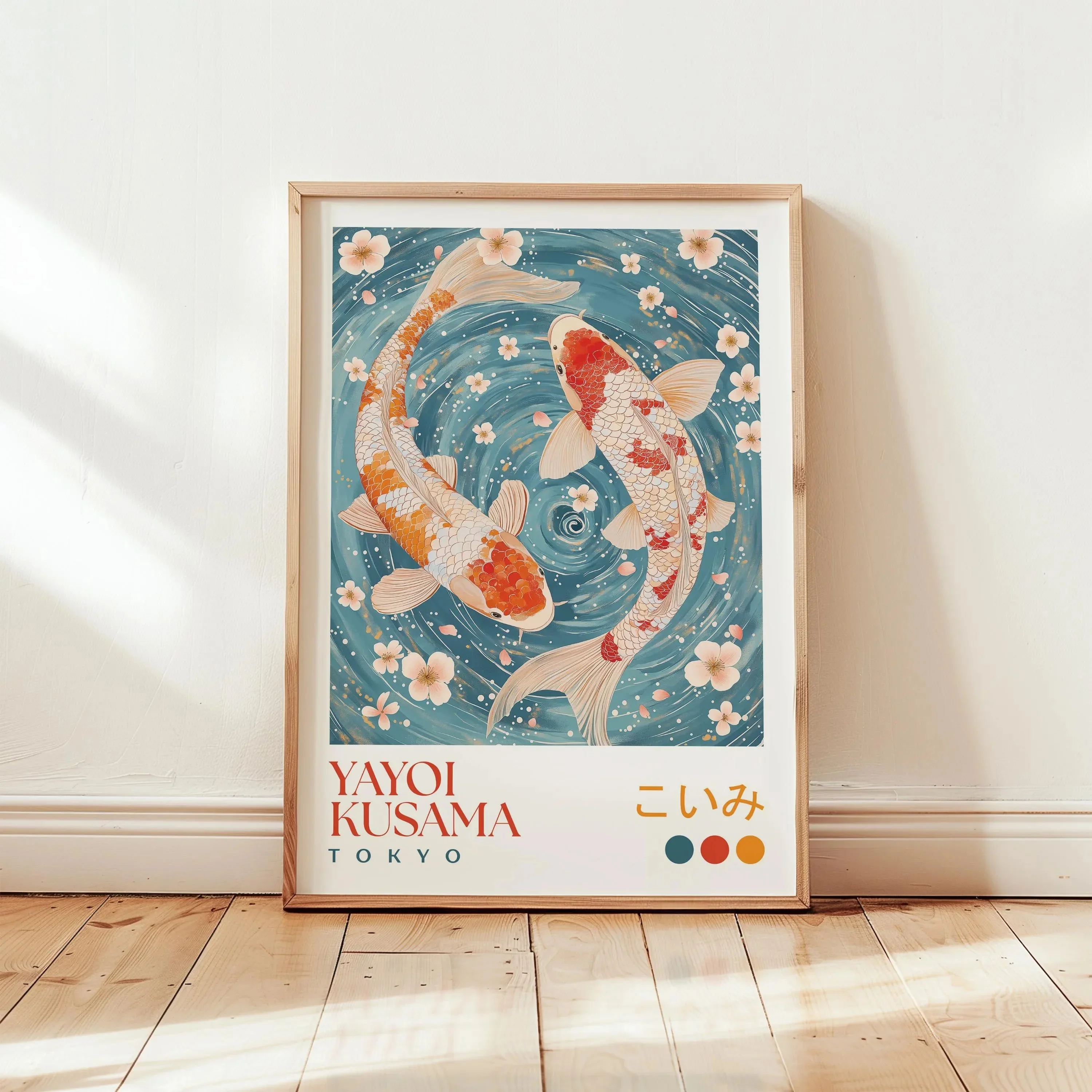 Retro Yayoi Kusama Flying Crane Koi Fish Print: Modern Japanese Art Poster Japanese Style Home Decoration Poster Home Decor