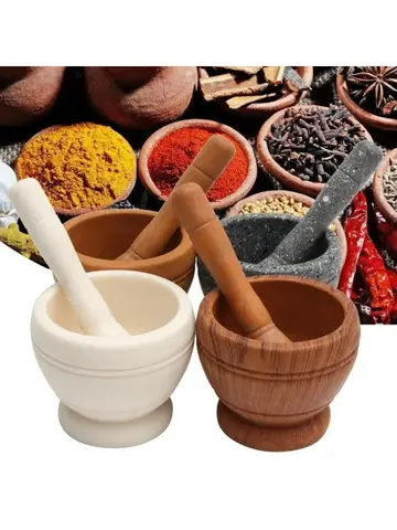 Ensemble de mortier et pilon en résine, mélange d'ail, d'herbes et d'épices, broyeur, bol, outils de cuisine de Restaurant