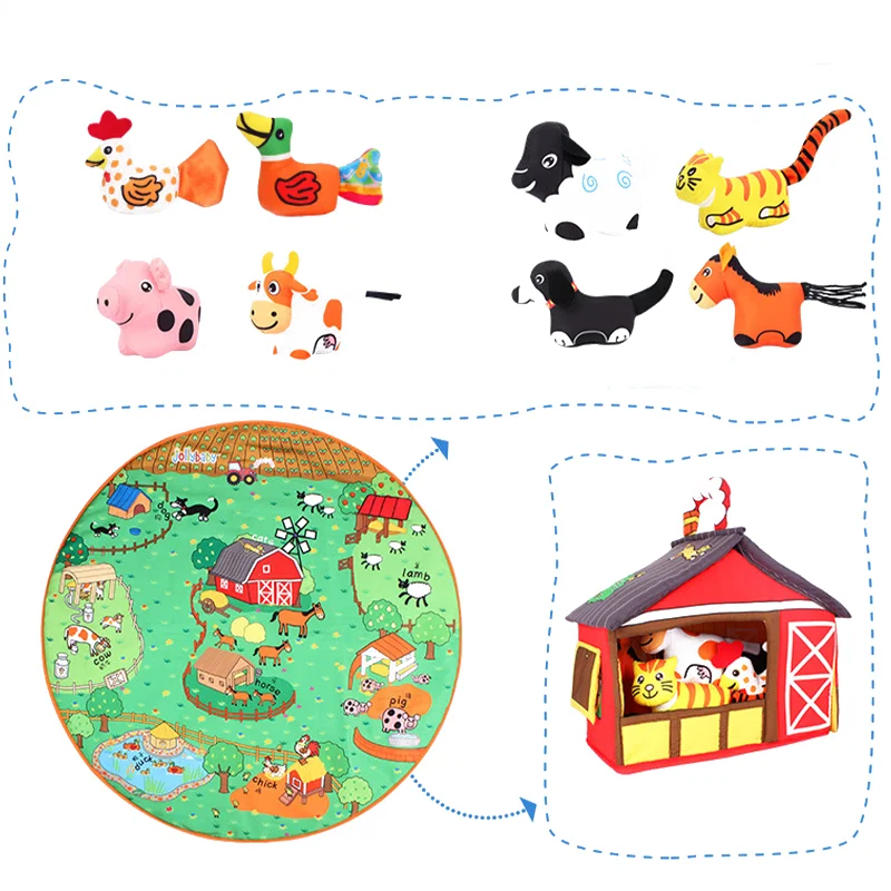 Juego de alfombrilla de juego para bebé, suave, juegos divertidos para niños pequeños, animales de peluche, juguetes para recién nacidos, sonajero educativo Montessori para niños de 0 a 3 años