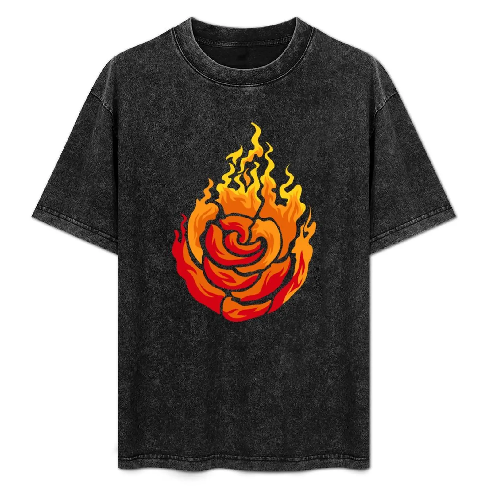 

Flame Rose Fire Flower Flames Burn Burning T-Shirt Large Size Loose Casual Tee