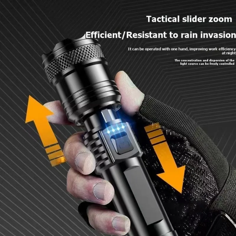 Y65A Multifunctional LED Flashlight, USB Rechargeable, Waterproof, 350 Lumens, Compact Size