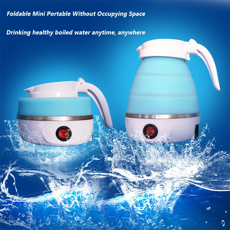 Travel Household Folding KettlePortable Kettle Compression Foldable Leakproof 600ml Mini Silicone Compression Electric Kettle