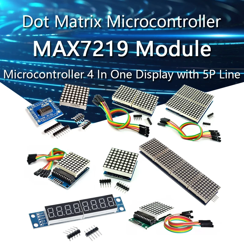 

MAX7219 Dot Matrix Module Microcontroller Module Control Module Display Module 4 In One Display With 5P Line For Arduino