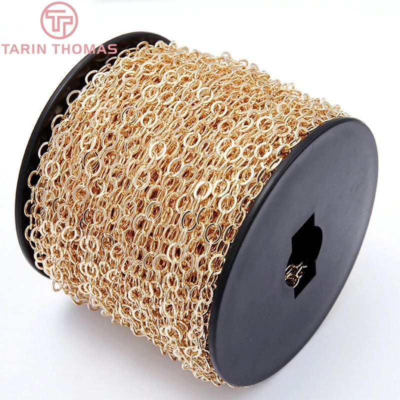 (4251)1Meter Kettenglied 4x4,8mm 24 Karat Gold Farbe Messing ketten für Halskette Armband Oberschenkel Qualität DIY Schmuck Ergebnisse Zubehör