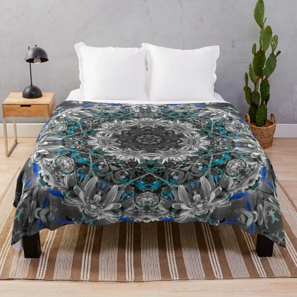 

Nature Spirit Mandala with Blue Throw Blanket Warm Napping Blanket for Office Couch Bed