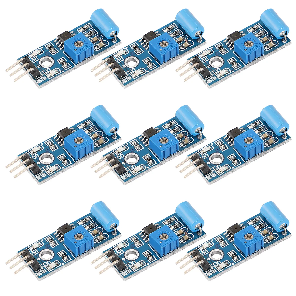 

10Pcs Normally Closed Type Vibration Sensor Module Blue Versatile Alarm Sensor Module for Motorcycle Theft Earthquake Car Alarm
