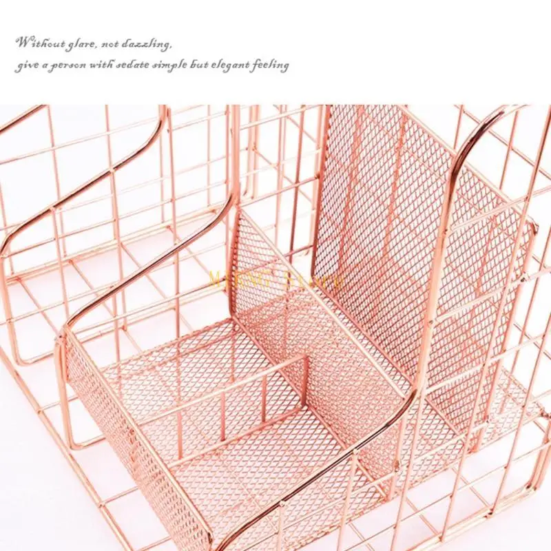 Multifunctional Rose Gold Magazines Holder Different Compartments Documents Storage Holder File Book Holder best sale