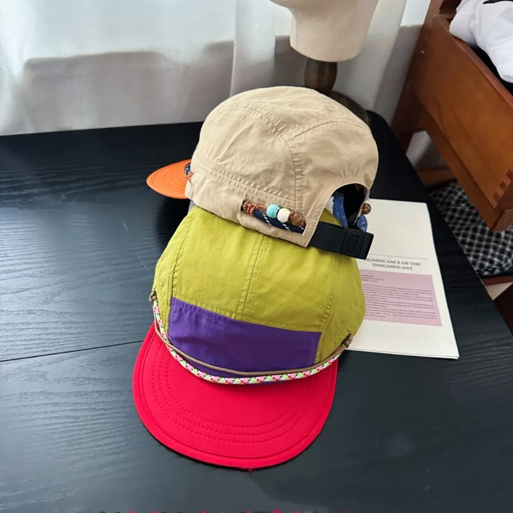5 Panel Nylon Baseball Cap for Men Women, Color Block Design, Perfect for Outdoor Running, Cycling, Casual Daily Wear
