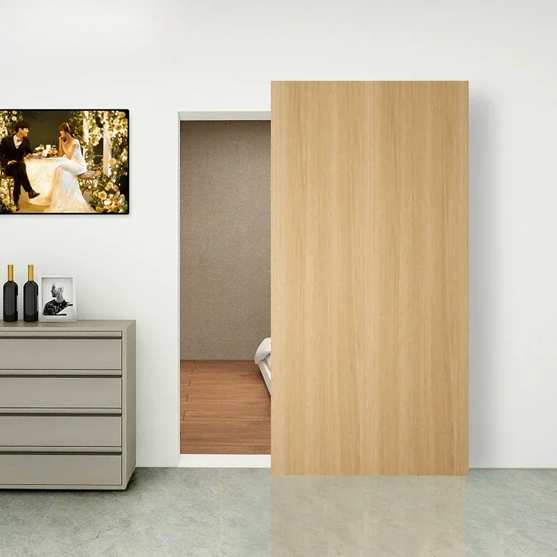 Customizable Nordic Modern Bedroom Door Sliding Trackless Bathroom Sliding Door Front Wooden Puertas Home Furniture